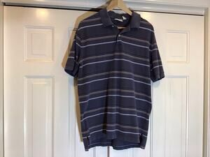 Vtg Y2K Aéropostale Blue Stripe Polo Shirt Size M 90's Retro Frat Preppy Classic